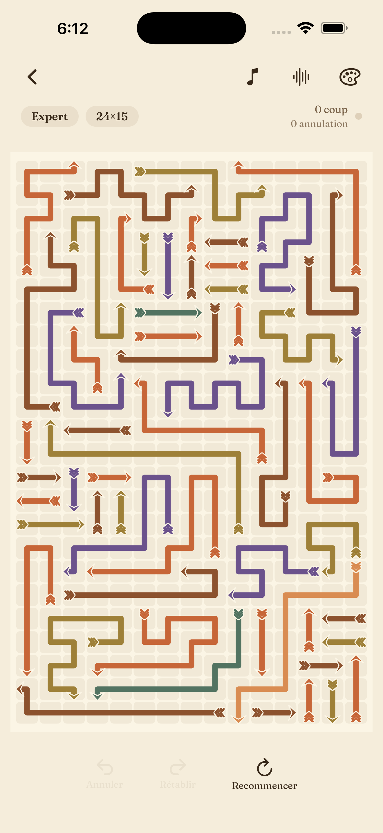 An expert puzzle with longer, tangled arrows