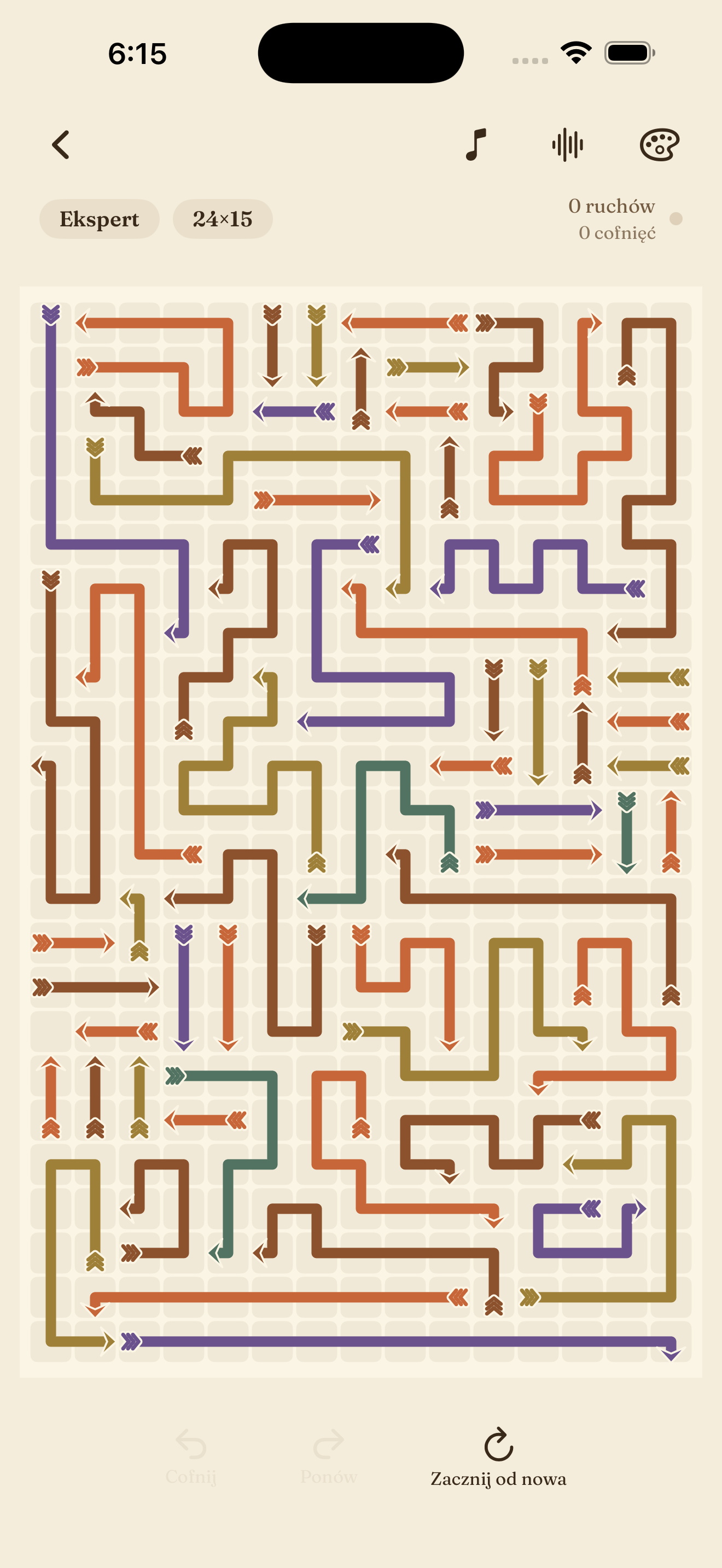 An expert puzzle with longer, tangled arrows