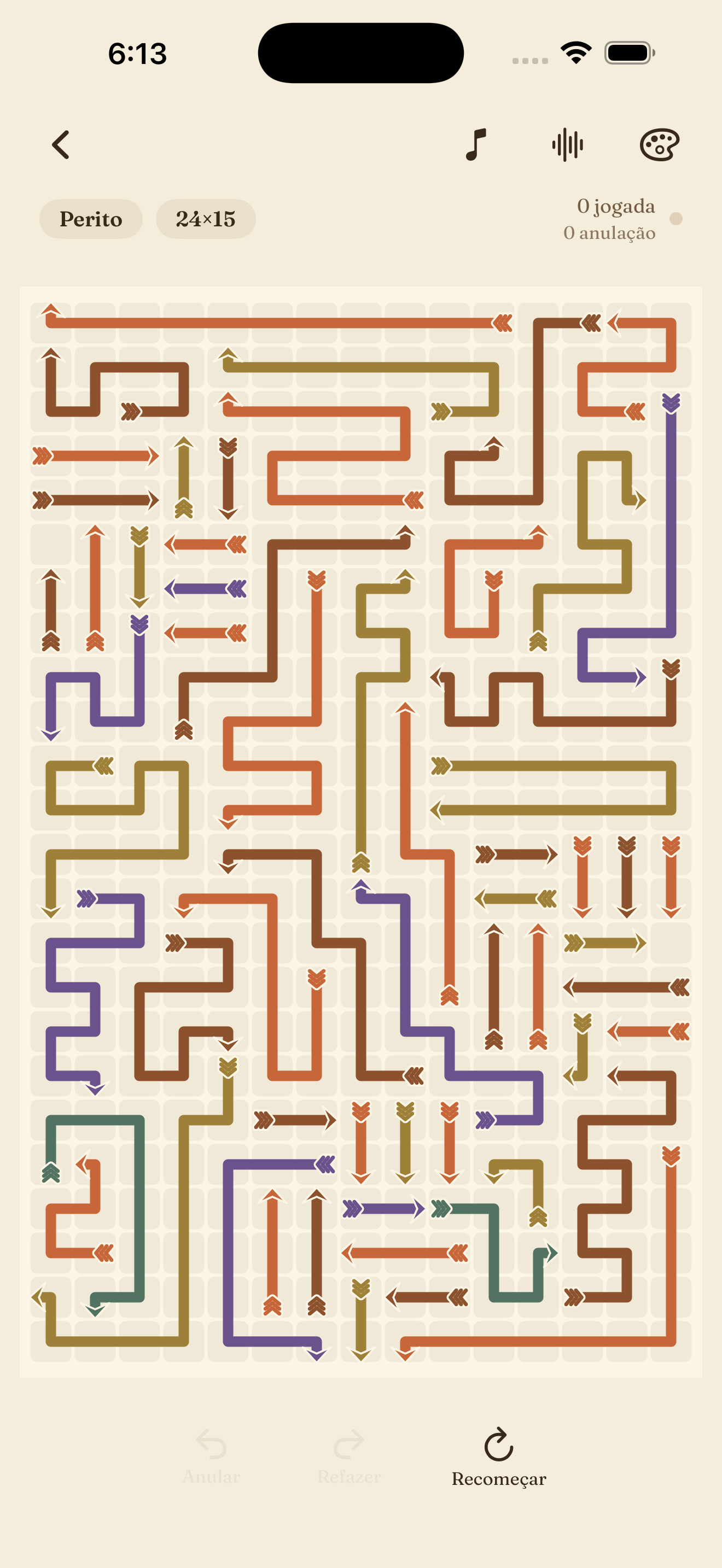 An expert puzzle with longer, tangled arrows